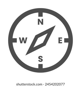 Compass Icon. Navigational compass with cardinal directions. Compass icon vector isolated on white background.