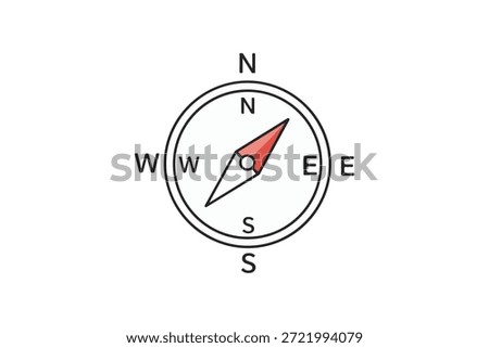 Compass icon with needle, navigation symbol icon vector art 