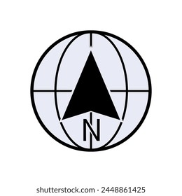 Compass Icon. North Orientation. Navigation, Adventure Navigation. Journey Equipment Symbol - Vector. 