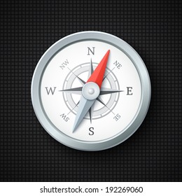 Compass icon on black textured background. Vector illustration