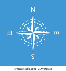 Compass icon on blue background.