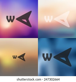 compass icon on blurred background