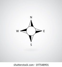 Compass icon on gray background 
