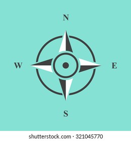 Compass  icon on green background. Vector illustration.