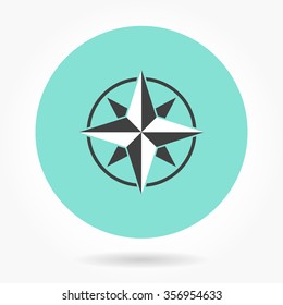 Compass  icon  on green background. Vector illustration.