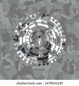 compass icon on grey camo pattern