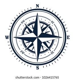 Compass icon on white background. Rose of Wind, vector illustration