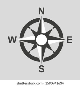 Compass icon on white background. Vector illustration in flat design