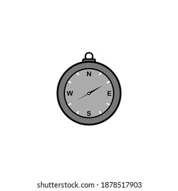 Compass icon on white background. Vector illustration in flat cartoon design. 