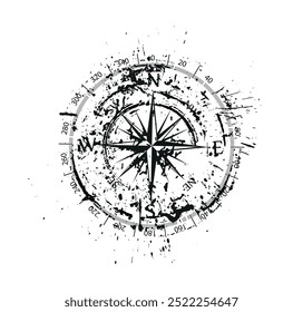ícone de bússola no plano de fundo branco