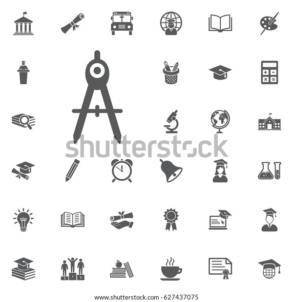 Compass icon on the white background. Education\
Vector Icon Set