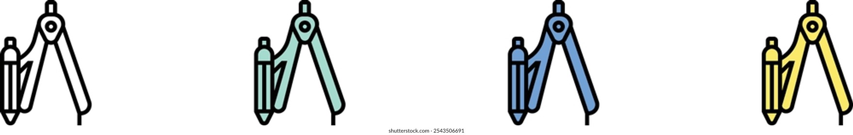 compass icon. Outline, Green, Blue and Yellow Style Design Isolated On White Background
