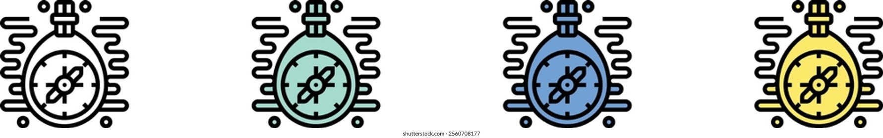 compass icon. Outline, Green, Blue and Yellow Style Design Isolated On White Background