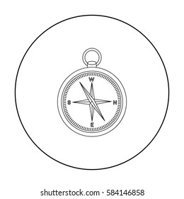 Compass icon in outline style isolated on white background. Pirates symbol stock vector illustration.