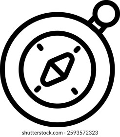 Compass icon with an outline style, suitable for education and navigation themes.