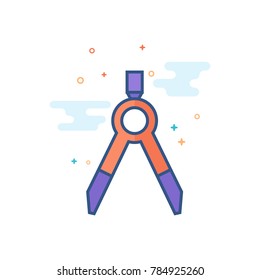 Compass icon in outlined flat color style. Vector illustration.