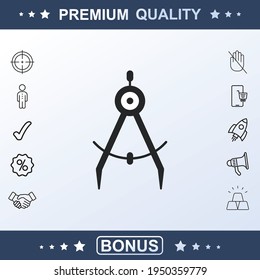 Compass icon as a part stationery.Hand icon. Extra vector elements for your design