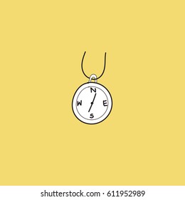 Compass icon with pastel yellow Background.,Drawing Cartoon style.,vector.,illustration.