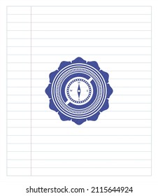 compass icon pen effect. Blue ink. Vector Illustration. Detailed. 