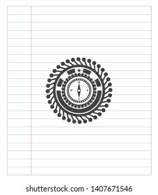 compass icon with pencil strokes. Vector Illustration. Detailed.