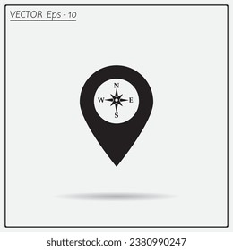 Compass icon and pin on the map