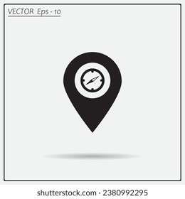 Compass icon and pin on the map