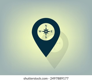 Compass icon and pin on the map