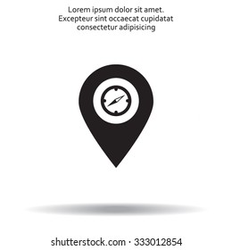 Compass icon and pin on the map