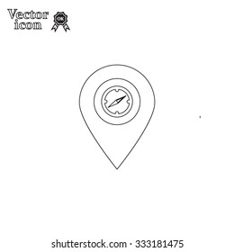 Compass icon and pin on the map