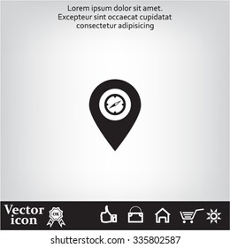 Compass icon and pin on the map