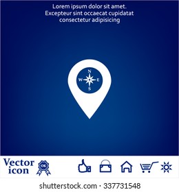 Compass icon and pin on the map