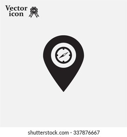 Compass icon and pin on the map