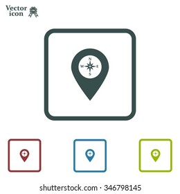 Compass icon and pin on the map