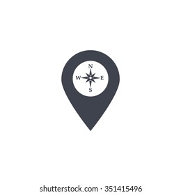 Compass icon and pin on the map