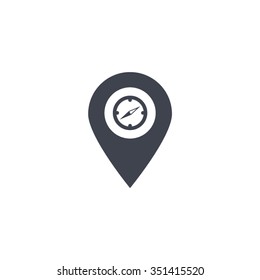 Compass icon and pin on the map