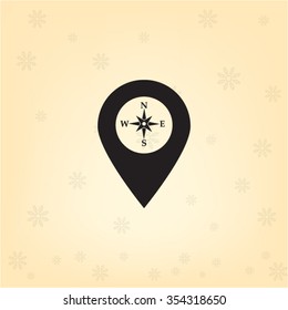 Compass icon and pin on the map