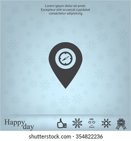 Compass icon and pin on the map