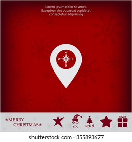 Compass icon and pin on the map