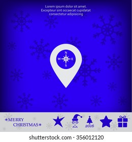 Compass icon and pin on the map