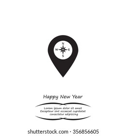 Compass icon and pin on the map