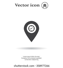 Compass icon and pin on the map