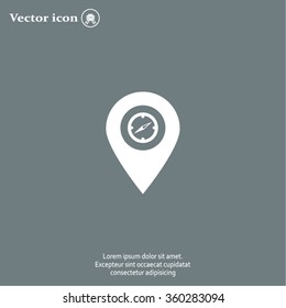 Compass icon and pin on the map