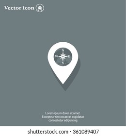 Compass icon and pin on the map