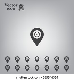 Compass icon and pin on the map