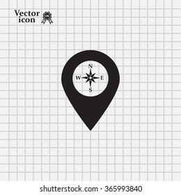 Compass icon and pin on the map