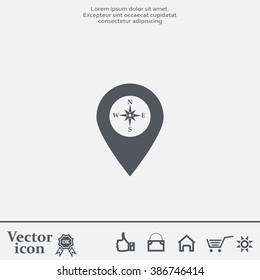 Compass icon and pin on the map