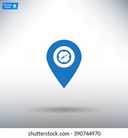 Compass icon and pin on the map