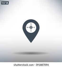 Compass icon and pin on the map