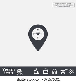 Compass icon and pin on the map