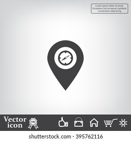 Compass icon and pin on the map